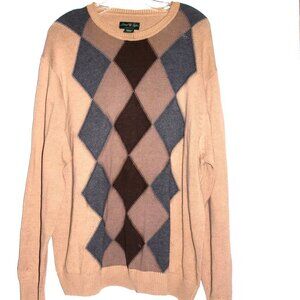David Taylor Long Sleeve Tan Cotton Men Pullover Sweater Size XL